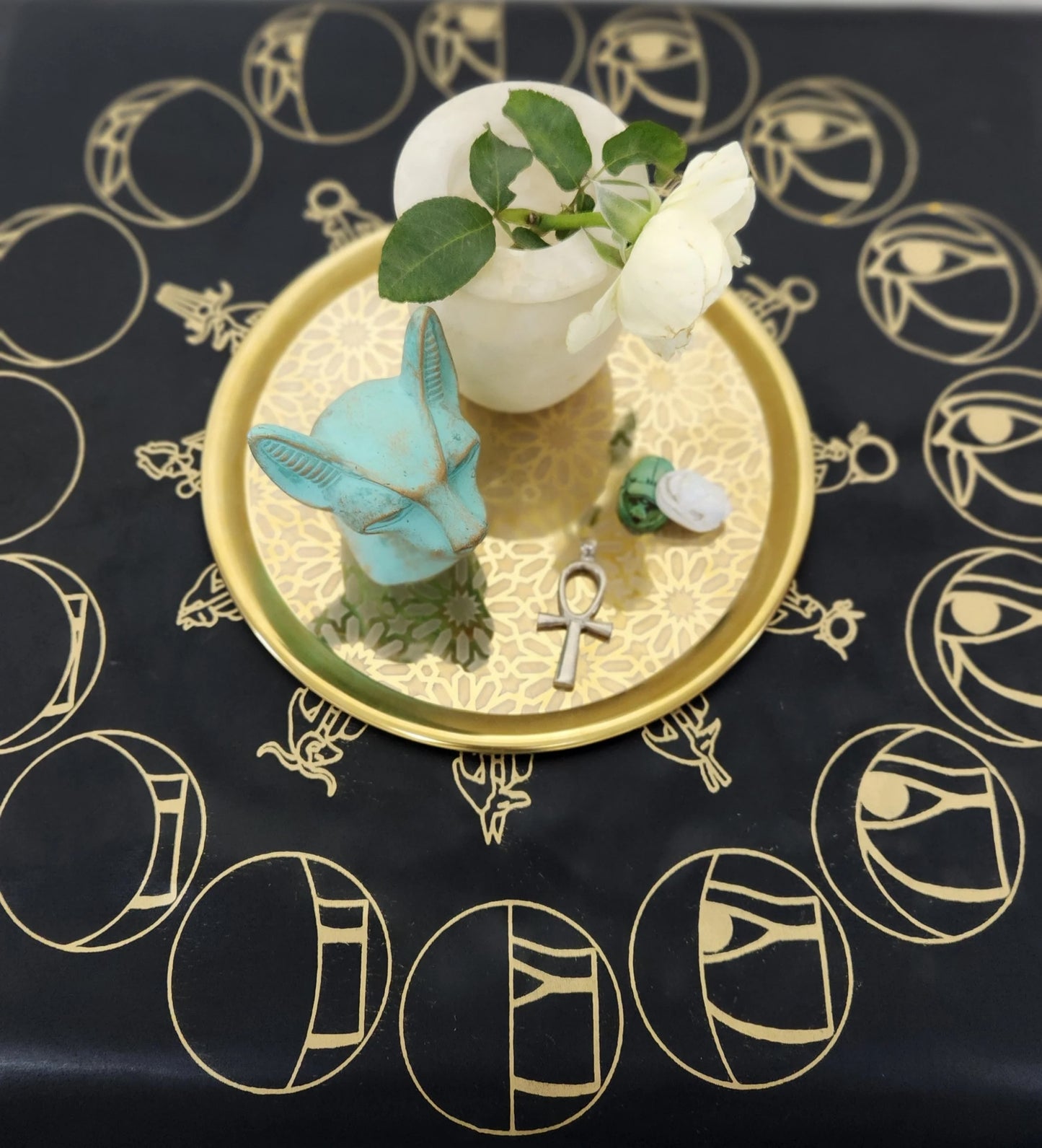 Egyptian Lunar Phase Altar Cloth/Scarf - Made in Egypt