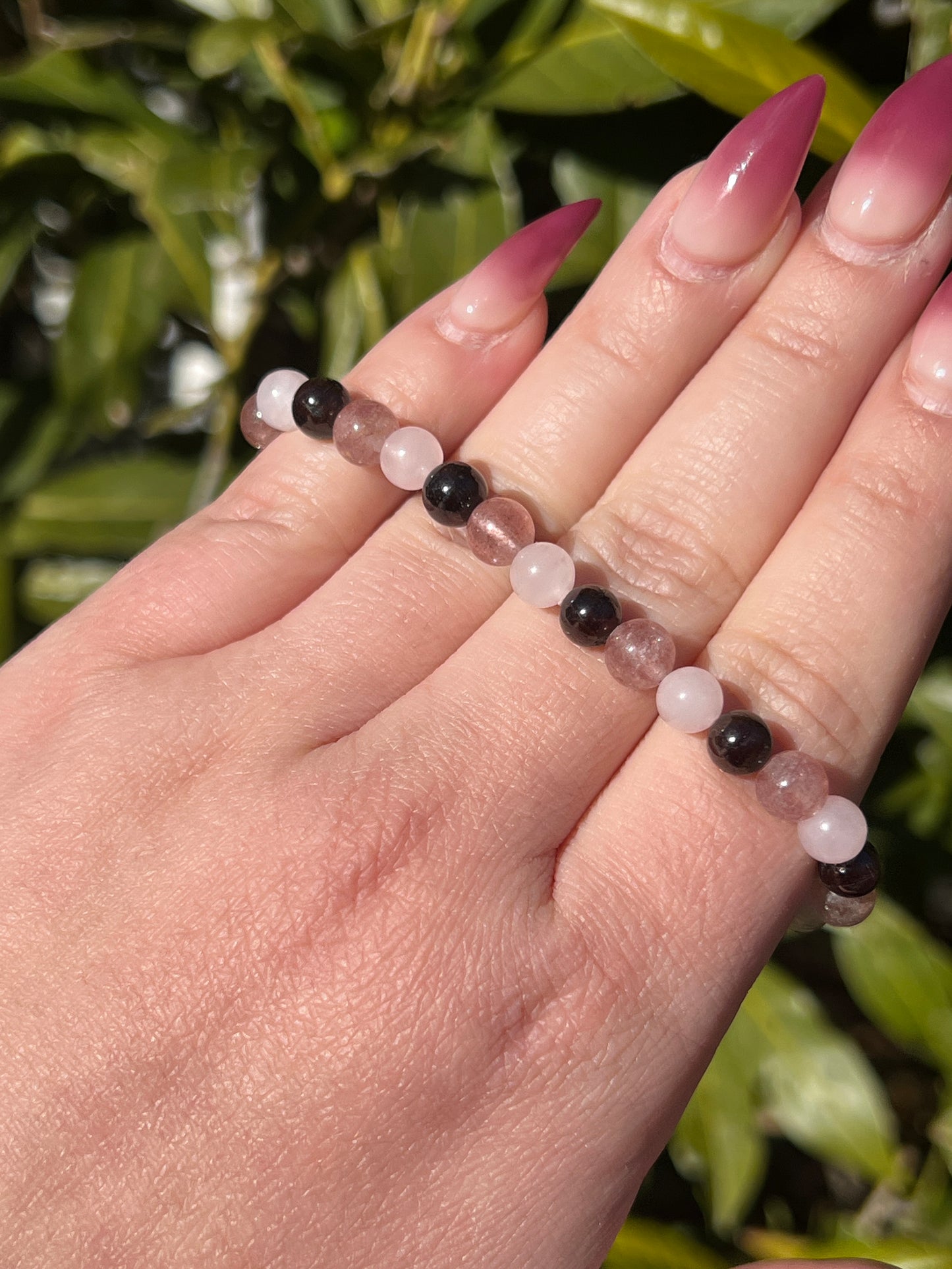 Love Bracelet - Garnet, Strawberry Quartz, Rose Quartz