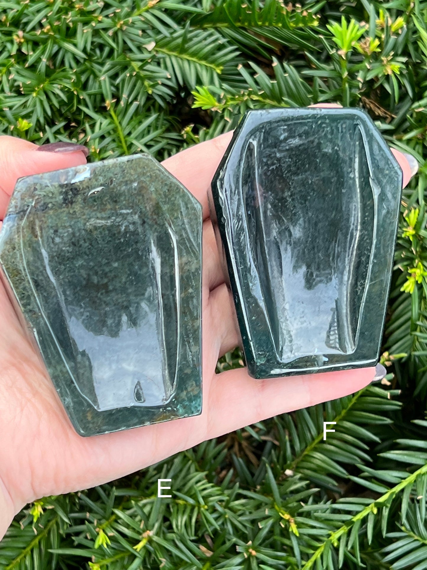 Moss Agate Coffin Bowls || Choose Your Own Crystal!