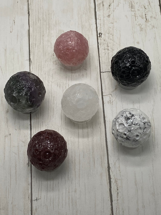 Full Moon Crystal Spheres - Fluorite, Clear Quartz, Howlite, Strawberry Quartz, Rose Quartz, and Obsidian