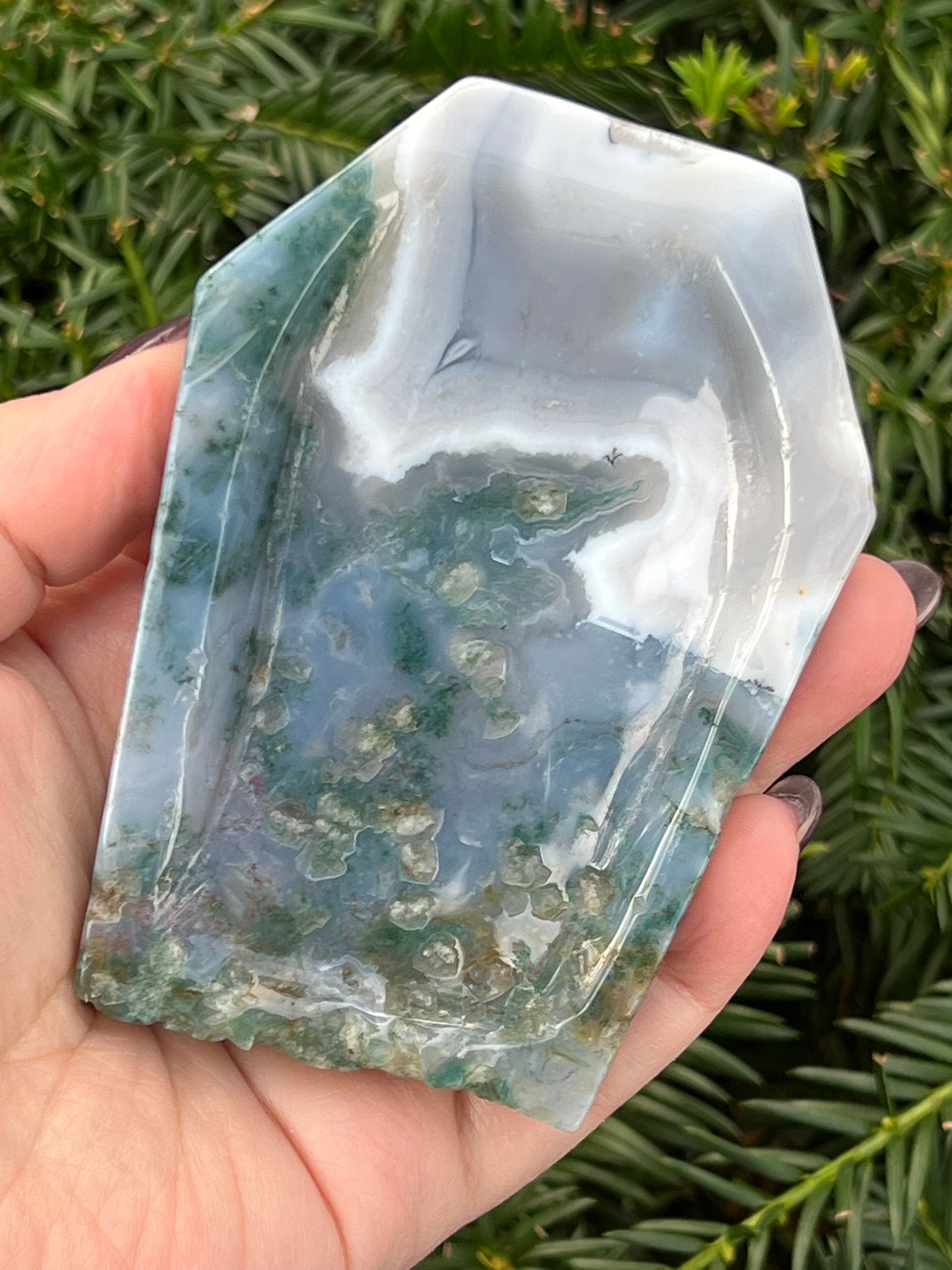 Moss Agate Coffin Bowls || Choose Your Own Crystal!