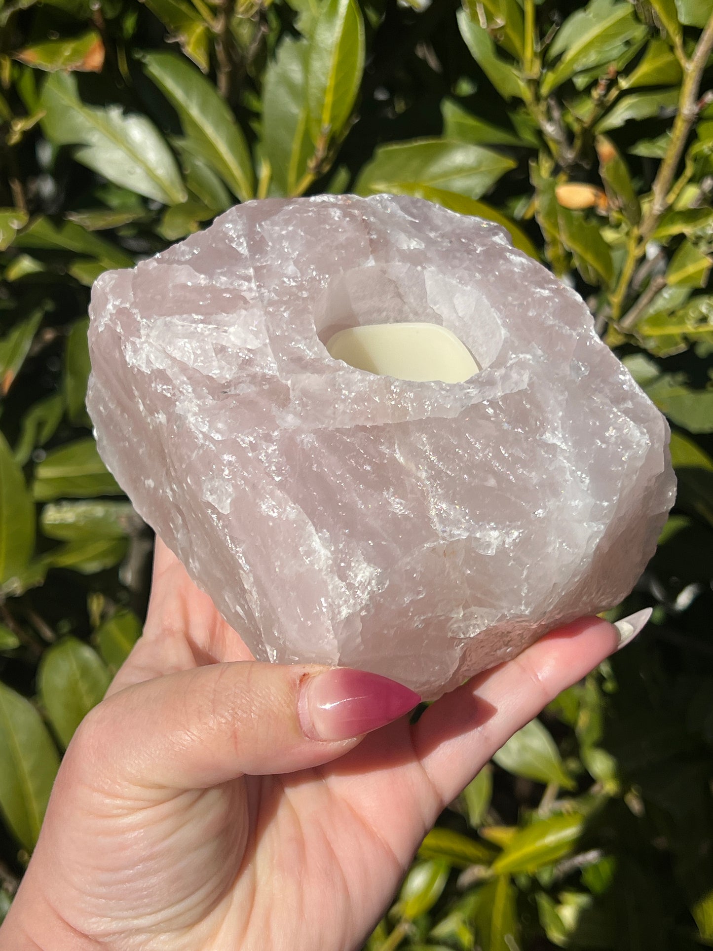 Rose Quartz Tea Light Holder || Intuitively Selected Crystal