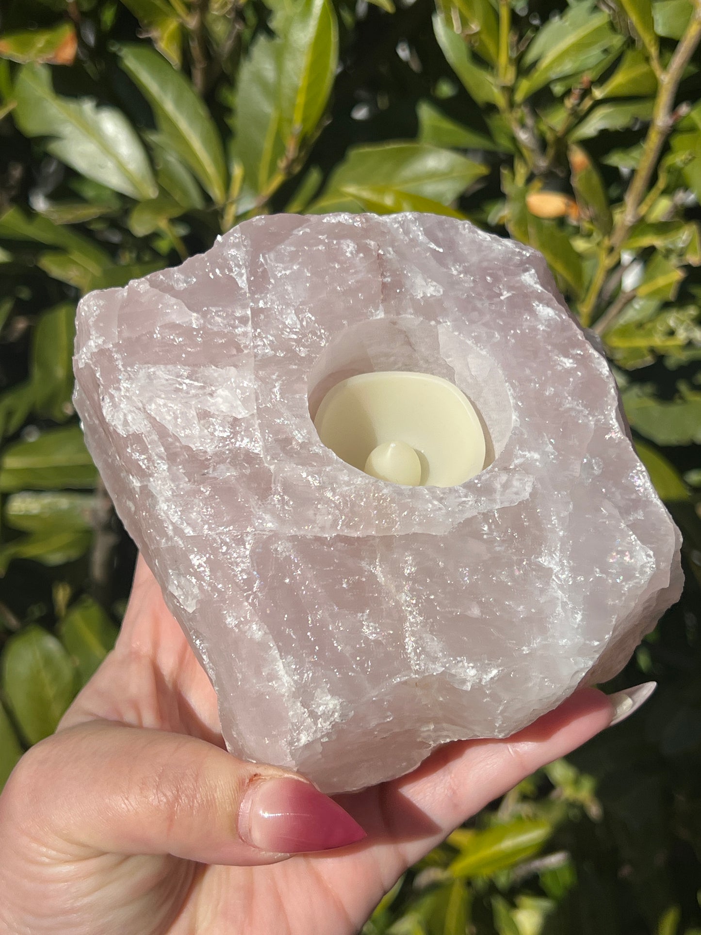 Rose Quartz Tea Light Holder || Intuitively Selected Crystal
